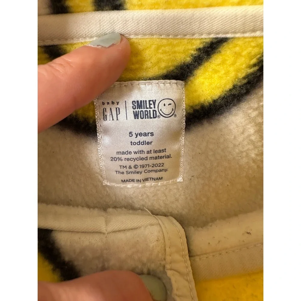 Baby‎ Gap SmileyWorld Fleece Pullover Kids 5T Yellow Smiley Face Snap Mock Neck